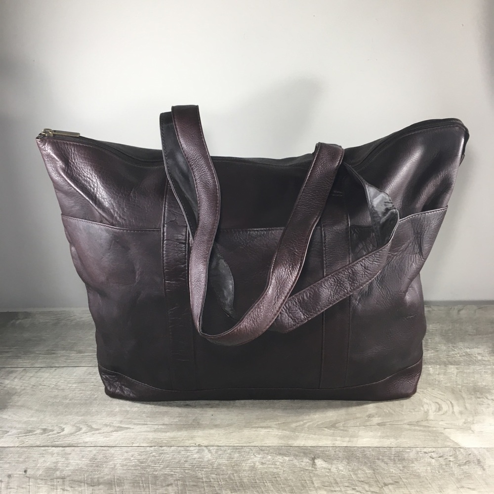 Vintage Made in Colombia Transport Leather Tote Handbag Shoulder Purse Bag Yoga
